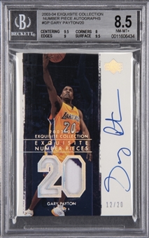 2003-04 UD "Exquisite Collection" Number Pieces #GP Gary Payton Signed Card (#12/20) – BGS NM-MT+ 8.5/BGS 10